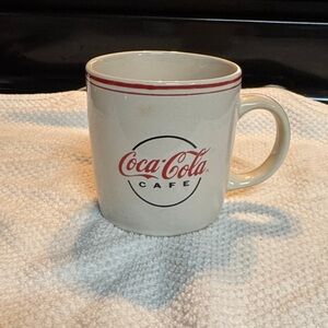 Vintage Collectible Coca Cola Cream and Red Cafe Logo Ceramic Mug